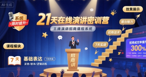 21天在线演讲密训营，王牌演讲招商课程系统_菜菜笔记