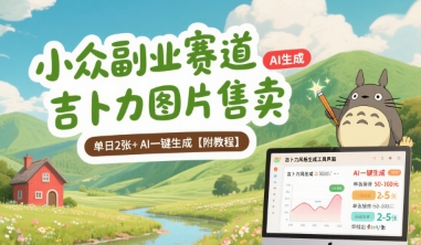 小众副业赛道 吉卜力图片售卖 单日2张+ AI一键生成【附教程】_菜菜笔记