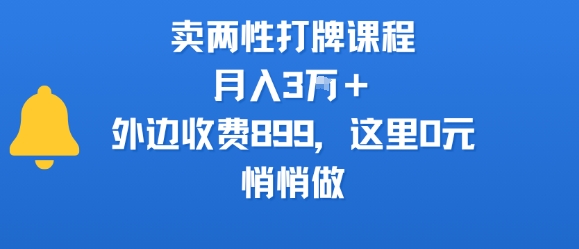 卖两性打牌课程，月入3W+外边收费899的课程，这里0元，悄悄做_菜菜笔记