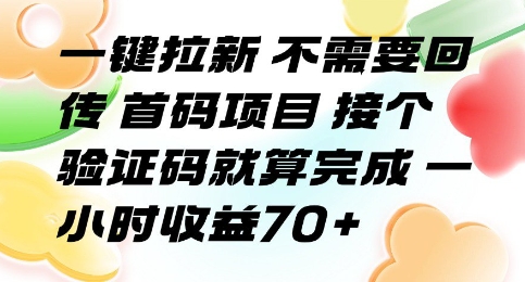 一键拉新 不需要回传 首码项目 接个验证码就算完成 一小时收益70+【揭秘】_菜菜笔记