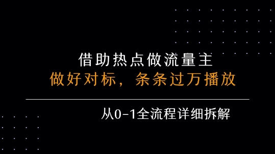 借力热点，乘顺风车玩流量主，条条过万播放， 每月收益5k+，从0-1全流程详细拆解_菜菜笔记