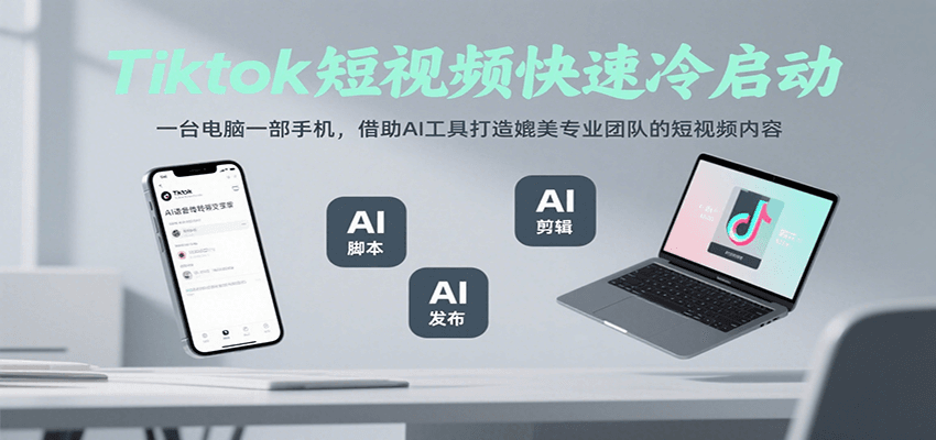 Tiktok短视频快速冷启动，一台电脑一部手机，借助AI工具打造媲美专业团队的短视频内容_菜菜笔记