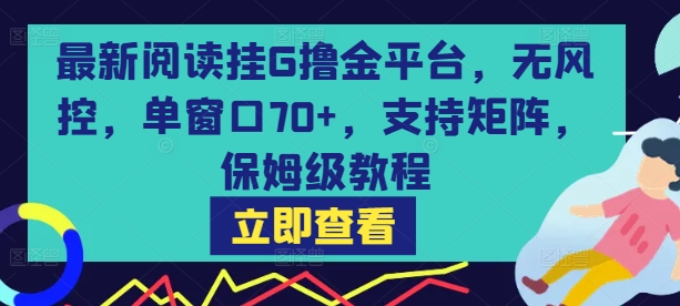 最新阅读挂G撸金平台，无风控，单窗口70+，支持矩阵，保姆级教程【揭秘】_菜菜笔记