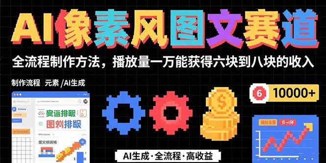 （15572期）AI像素风图文赛道：全流程制作方法，播放量一万能获得6块到8块的收入_菜菜笔记