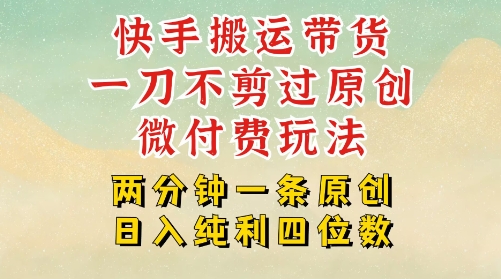 快手黑科技搬运带货，一刀不剪过原创，微付费投流玩法，轻松日入四位数，深层揭秘玩法_菜菜笔记