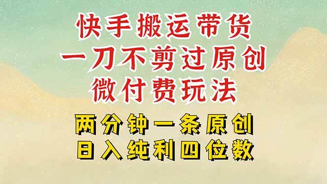 （15577期）快手黑科技搬运带货，一刀不剪过原创，微付费投流玩法，轻松日入四位数…_菜菜笔记