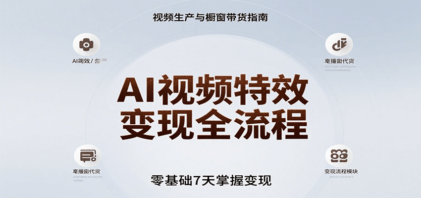 AI视频特效变现全流程，零基础7天掌握视频生产到橱窗带货变现_菜菜笔记