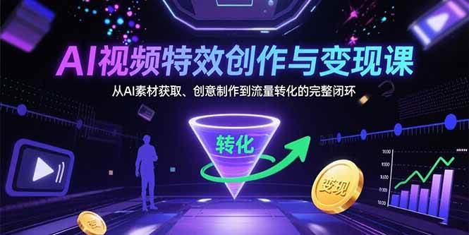 （15587期）AI视频特效创作与变现课：从AI素材获取、创意制作到流量转化的完整闭环_菜菜笔记
