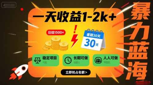 一天收益1-2k+ 稳定项目，暑期暴力蓝海项目，长期稳定，人人可做【揭秘】_菜菜笔记