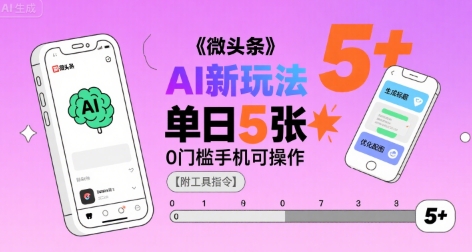 微头条AI新玩法，小白单日5张+，0门槛手机可操作【附工具指令】_菜菜笔记