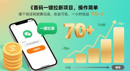 首码一键拉新项目，操作简单，接个验证码就算完成，收益可观， 一小时收益70+【揭秘】_菜菜笔记