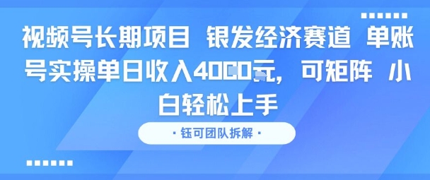 视频号长期项目 银发经济赛道 单账号实操单日收入1k，可矩阵 小白轻松上手_菜菜笔记