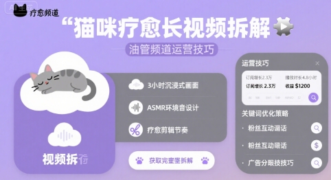 猫咪疗愈长视频拆解 &油管频道运营技巧_菜菜笔记