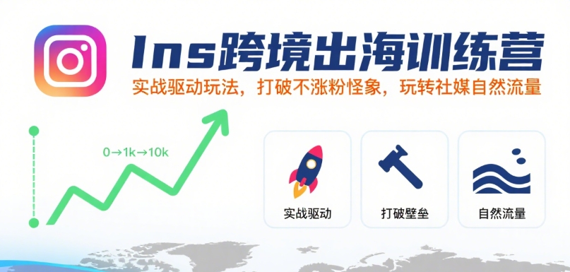 Ins跨境出海训练营，实战驱动玩法，打破不涨粉怪象，玩转社媒自然流量_菜菜笔记