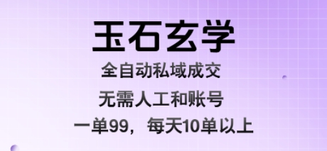 玉石玄学全自动私域成交，一单99每天十单以上，无需人工和矩阵账号，蓝海项目直接干【揭秘】_菜菜笔记