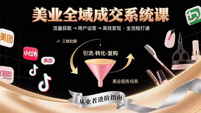 （15650期）美业全域成交系统课程：帮助美业从业者打通从流量获取到高效变现全流程_菜菜笔记