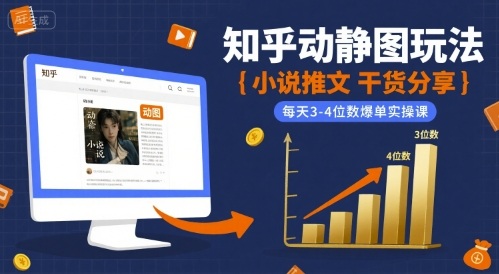 小说推文干货分享之知乎动静图玩法，每天3-4位数爆单实操课_菜菜笔记