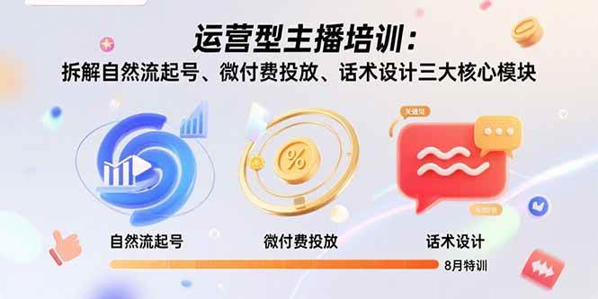 （15654期）运营型主播培训：拆解自然流起号、微付费投放、话术设计三大核心模块-8月_菜菜笔记