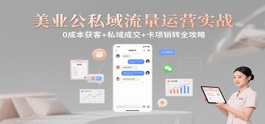 美业公私域流量运营实战：0成本获客+私域成交+卡项销转全攻略_菜菜笔记