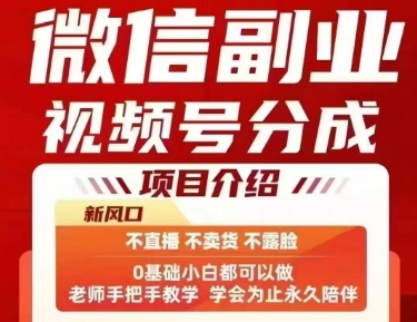 微信副业视频号分成，不直播 不卖货 不露脸，三五分钟即可完成一条作，每日收益几十、几张不等_菜菜笔记