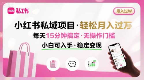 小红书私域项目 月入过W非常轻松 每天15分钟即可搞定，无任何操作门槛，小白可入手_菜菜笔记