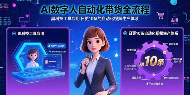 （15699期）AI数字人自动化带货全流程：黑科技工具应用 日更10条的自动化视频生产体系_菜菜笔记