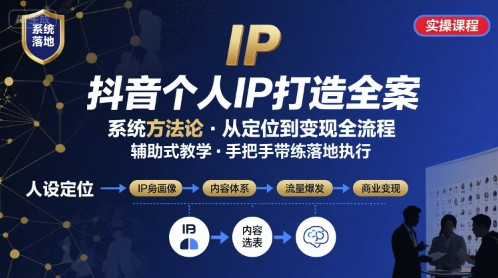 抖音个人IP系统落地实操大课，实操课程，辅助落地_菜菜笔记