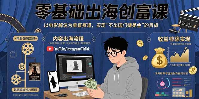 （15709期）零基础出海创富课：以电影解说为垂直赛道，实现不出国门赚美金的目标_菜菜笔记