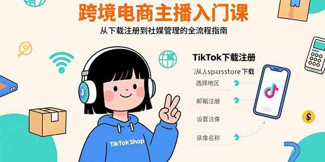 （15708期）跨境电商主播入门课，TikTok下载注册，支付工具配置，社媒账号管理全流程_菜菜笔记