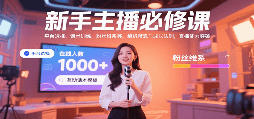 新手主播必修课：平台选择、话术训练、粉丝维系等，解析禁忌与成长法则，突破直播能力_菜菜笔记