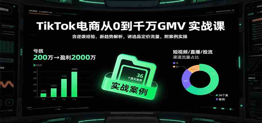 TikTok电商从0到千万GMV实战课，含逆袭经验、新趋势解析，讲选品定价流量，附案例实操_菜菜笔记
