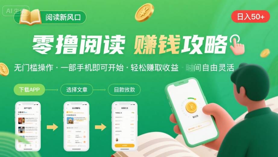 零撸阅读新风口，无门槛轻松挣，一部手机，日入 50-3张【揭秘】_菜菜笔记