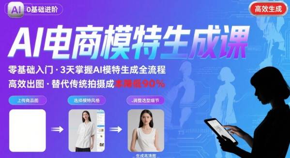 AI模特进阶课程，0基础高效生成逼真电商模特图_菜菜笔记