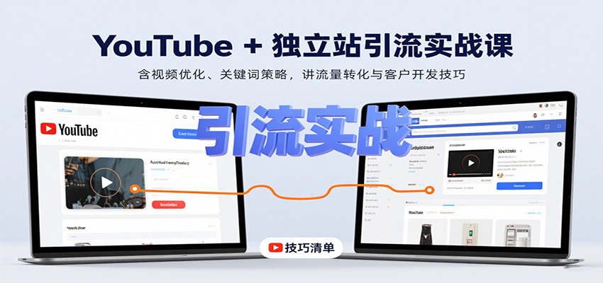 YouTube+独立站引流实战课：含视频优化、关键词策略，讲流量转化与客户开发技巧_菜菜笔记