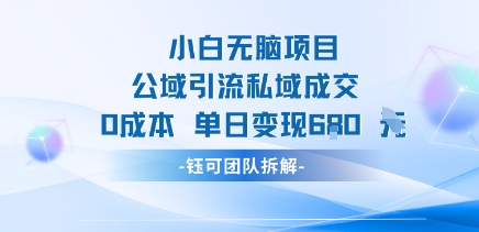 小白无脑项目公域引流私域成交0成本单日变现680米_菜菜笔记