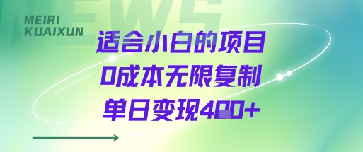 适合小白的项目0成本无限复制单日变现4张+_菜菜笔记