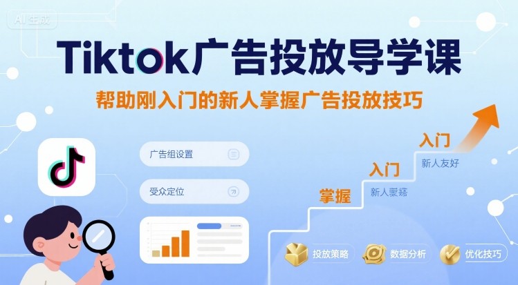 Tiktok广告投放导学课，帮助刚入门的新人掌握广告投放技巧_菜菜笔记