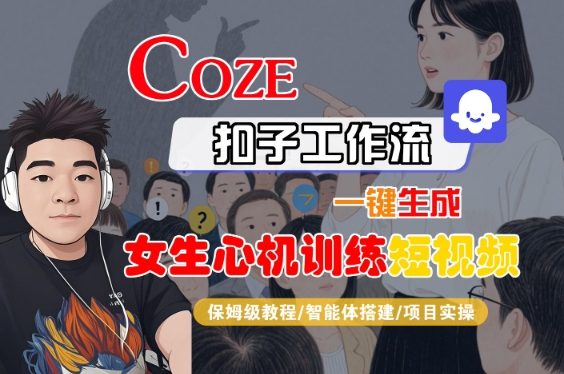 COZE扣子工作流一键生成女生心机训练短视频，保姆级教程-智能体搭建-项目实操_菜菜笔记
