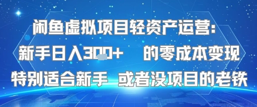 闲鱼虚拟项目轻资产运营：新手日入3张+ 的零成本变现特别适合新手或者没项目的老铁_菜菜笔记