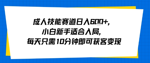 成人技能赛道日入多张，小白新手适合入局，每天只需10分钟即可获客变现_菜菜笔记