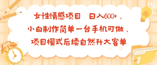 女性情感项目 小白制作简单一台手机可做 项目模式后续自然升大客单 日入6张_菜菜笔记