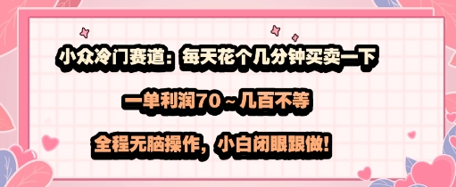 小众冷门赛道：每天花个几分钟买卖一下，一单利润70～几张不等，全程无脑操作，小白闭眼跟做_菜菜笔记