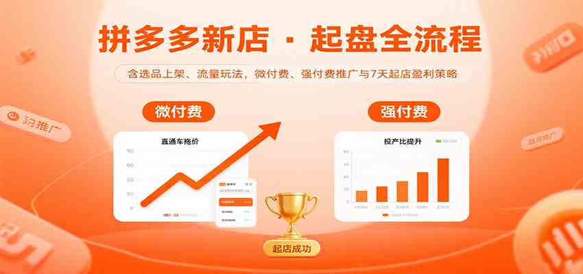 拼多多新店起盘全流程，含选品上架、流量玩法，微付费、强付费推广与7天起店盈利策略_菜菜笔记