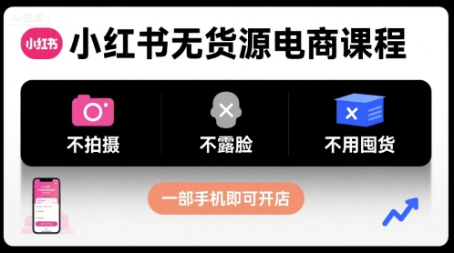 小红书无货源电商课程，不拍摄不露脸不用囤货，一部手机即可开店_菜菜笔记