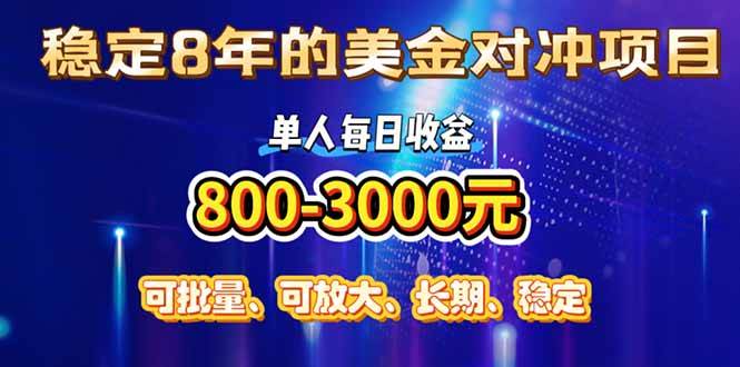 （15782期）稳定8年的美金对冲创业项目，单人每日收益800-3000，小众暴力项目_菜菜笔记
