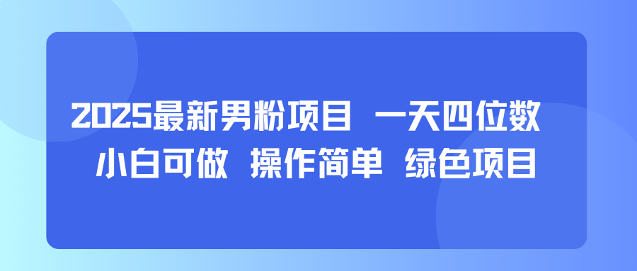 2025最新男粉项目 一天四位数 小白可做 操作简单 绿色项目_菜菜笔记
