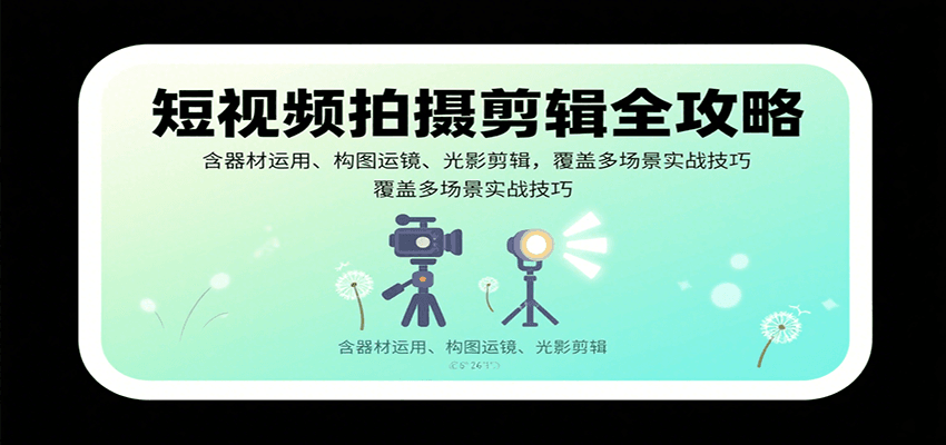 短视频拍摄剪辑全攻略：含器材运用、构图运镜、光影剪辑，覆盖多场景实战技巧_菜菜笔记