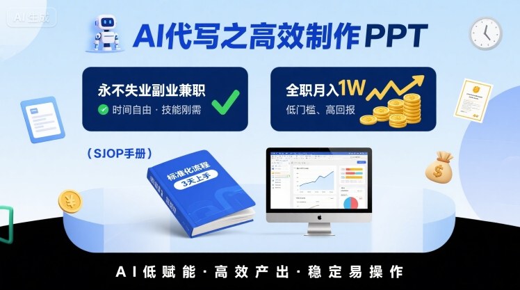 AI代写之高效制作PPT，永不失业副业兼职，全职月入1W【SOP手册】_菜菜笔记