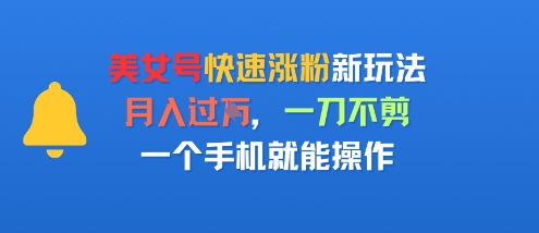 美女号快速涨粉新玩法，月入过W，一刀不剪，一个手机就能操作_菜菜笔记