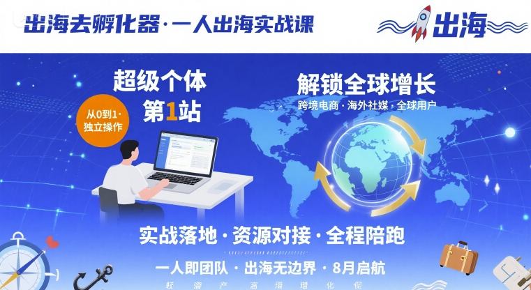 出海去孵化器，一人出海实战课，超级个体第1站，解锁全球增长_菜菜笔记
